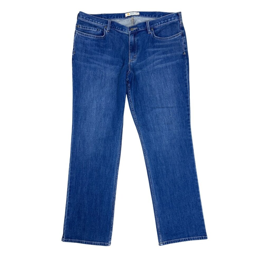 Carhartt Rugged Flex Blaine Jeans Size 18 Straight Leg Original Fit Blue Denim
